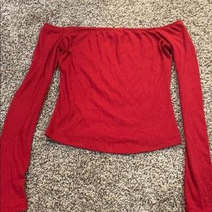 Off the shoulder cropped long sleeve